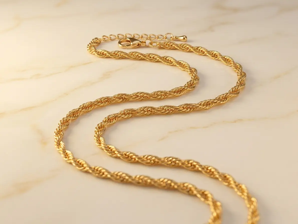 Łańcuszek złoty skręcany — zbliżenie